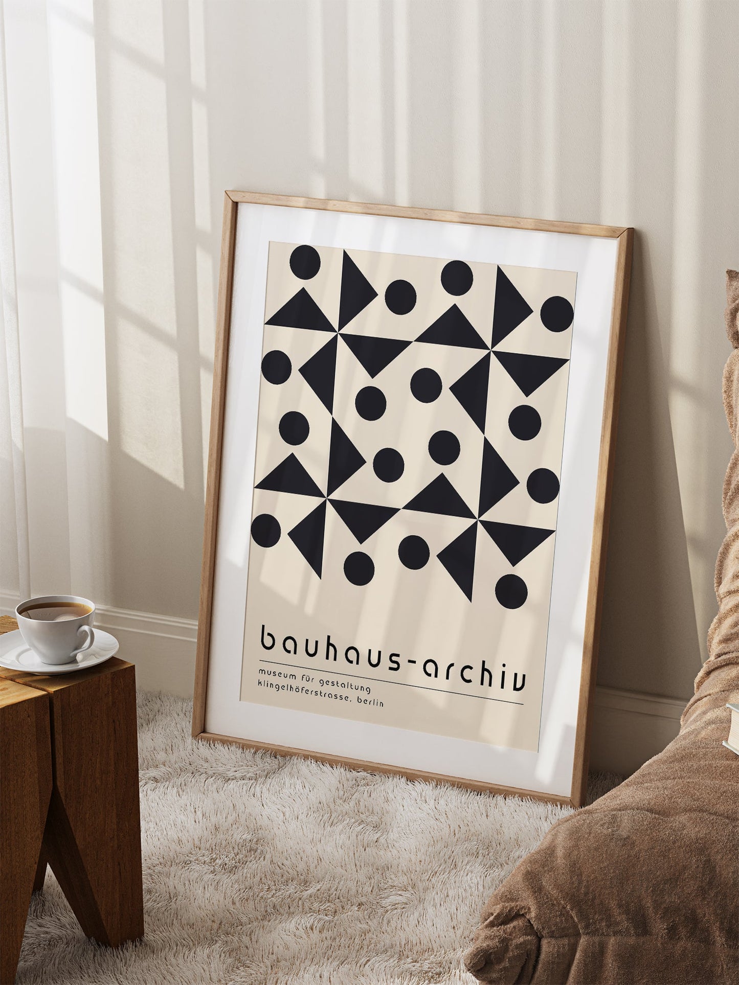 Black Minimalist Bauhaus Poster – Geometric Wall Art | Mid Century Modern Style Framed Poster
