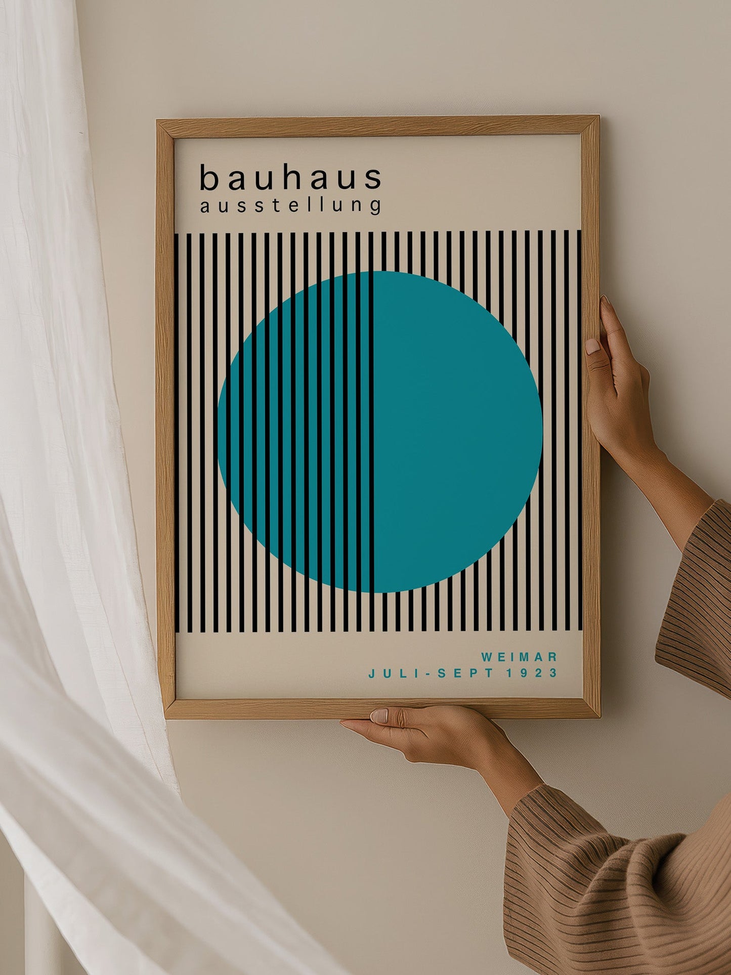Bauhaus Wall Art – Turquoise Circle Mid Century Poster | Modernist Print