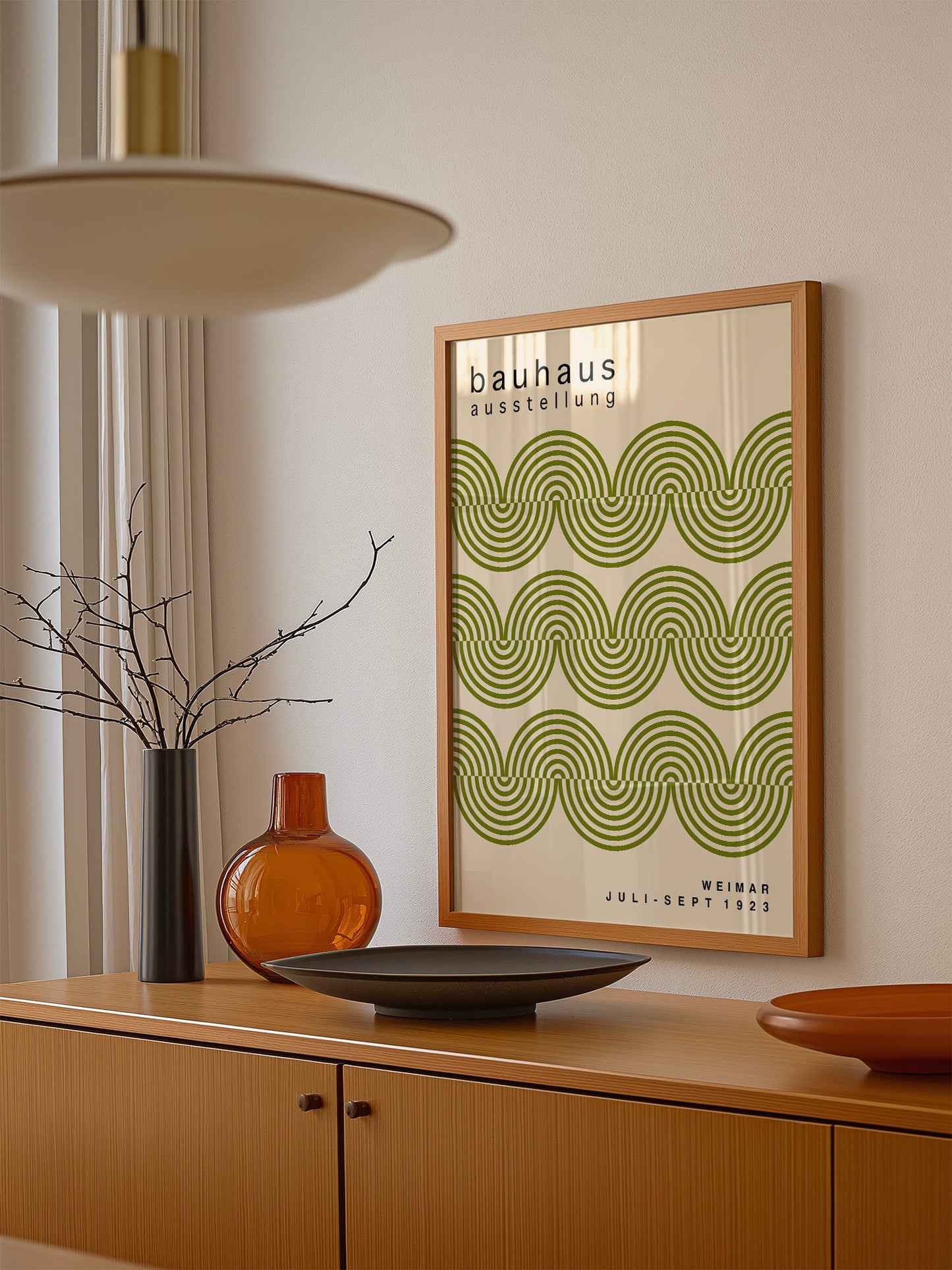Bauhaus Poster – Green Geometric Print | Modernist Style Wall Art for Living Room
