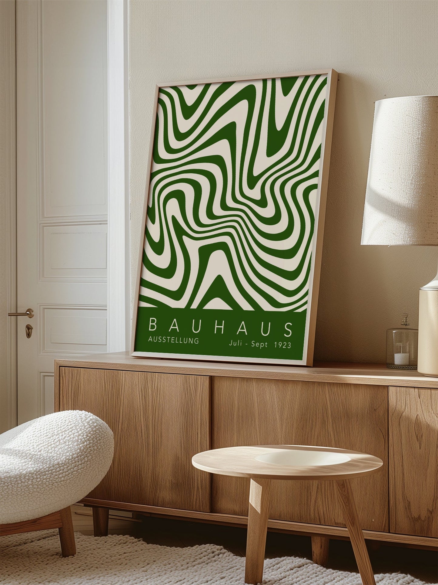 Wavy Green Bauhaus Poster – Modern Wall Art | Mid Century Abstract Print