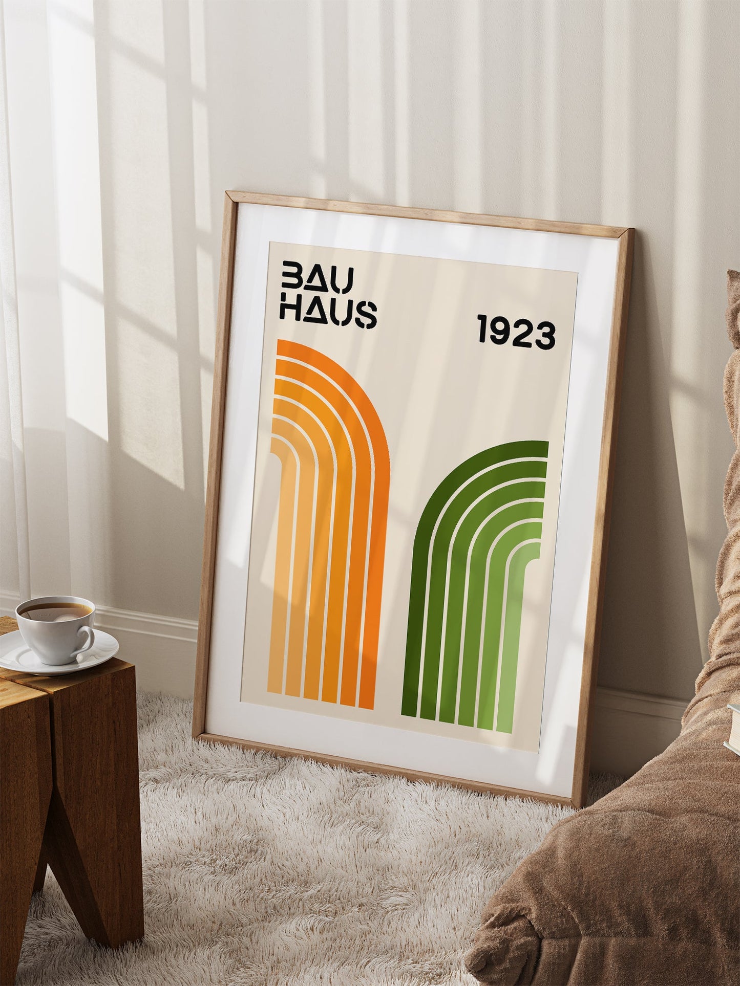 Bauhaus Poster – Green Orange Print | Mid Century Poster, Modernist Wall Art