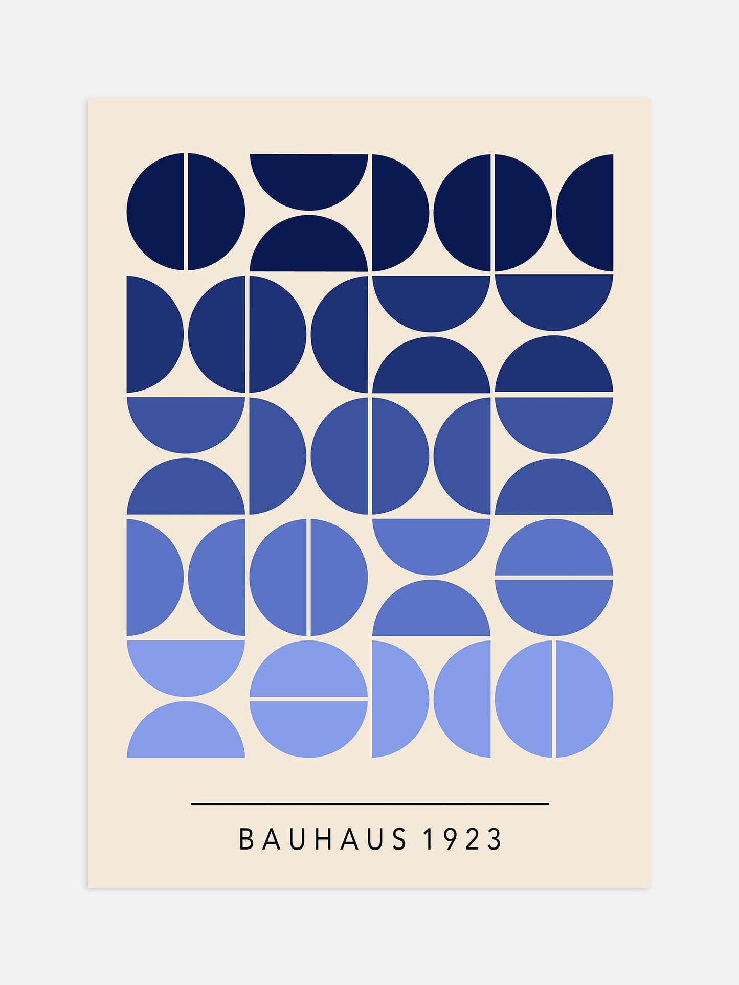 Bauhaus Poster – Dark Blue Geometric Wall Art With Semi Circle Design