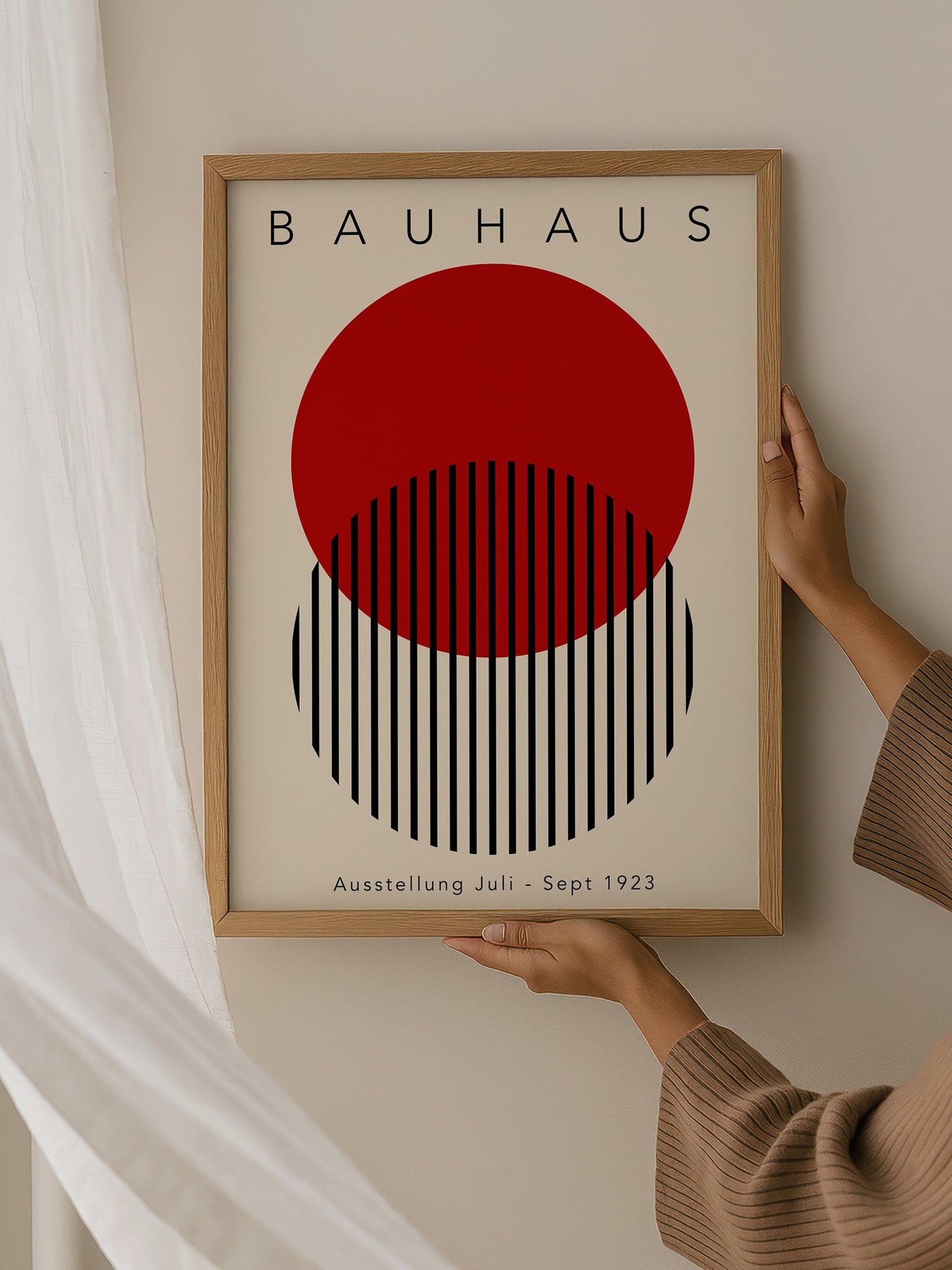 Bauhaus Wall Art – Red Geometric Modernist Poster for Living Room & Office