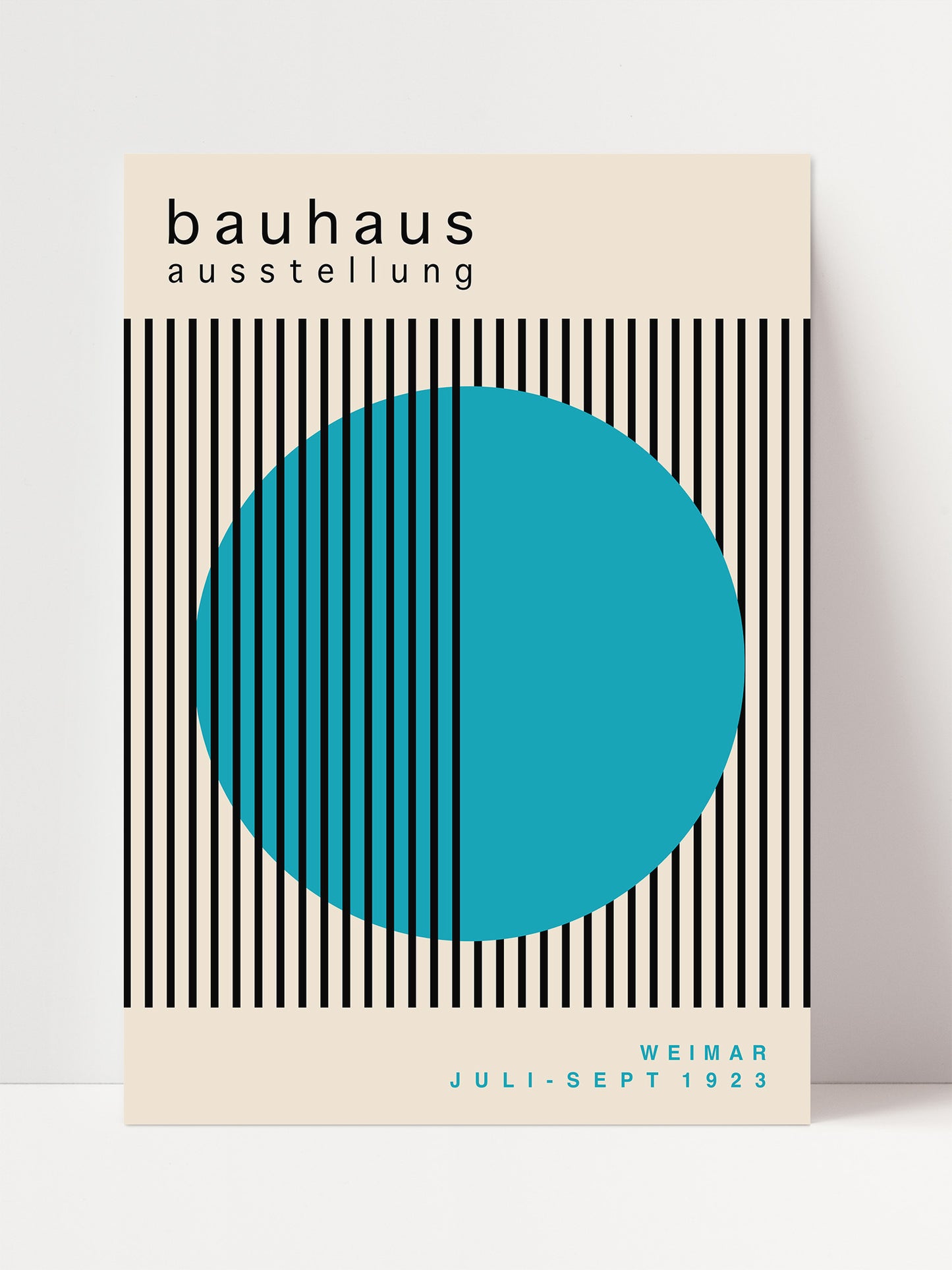 The image is a poster for the Bauhaus exhibition in Weimar, Germany, which took place from July-September 1929.