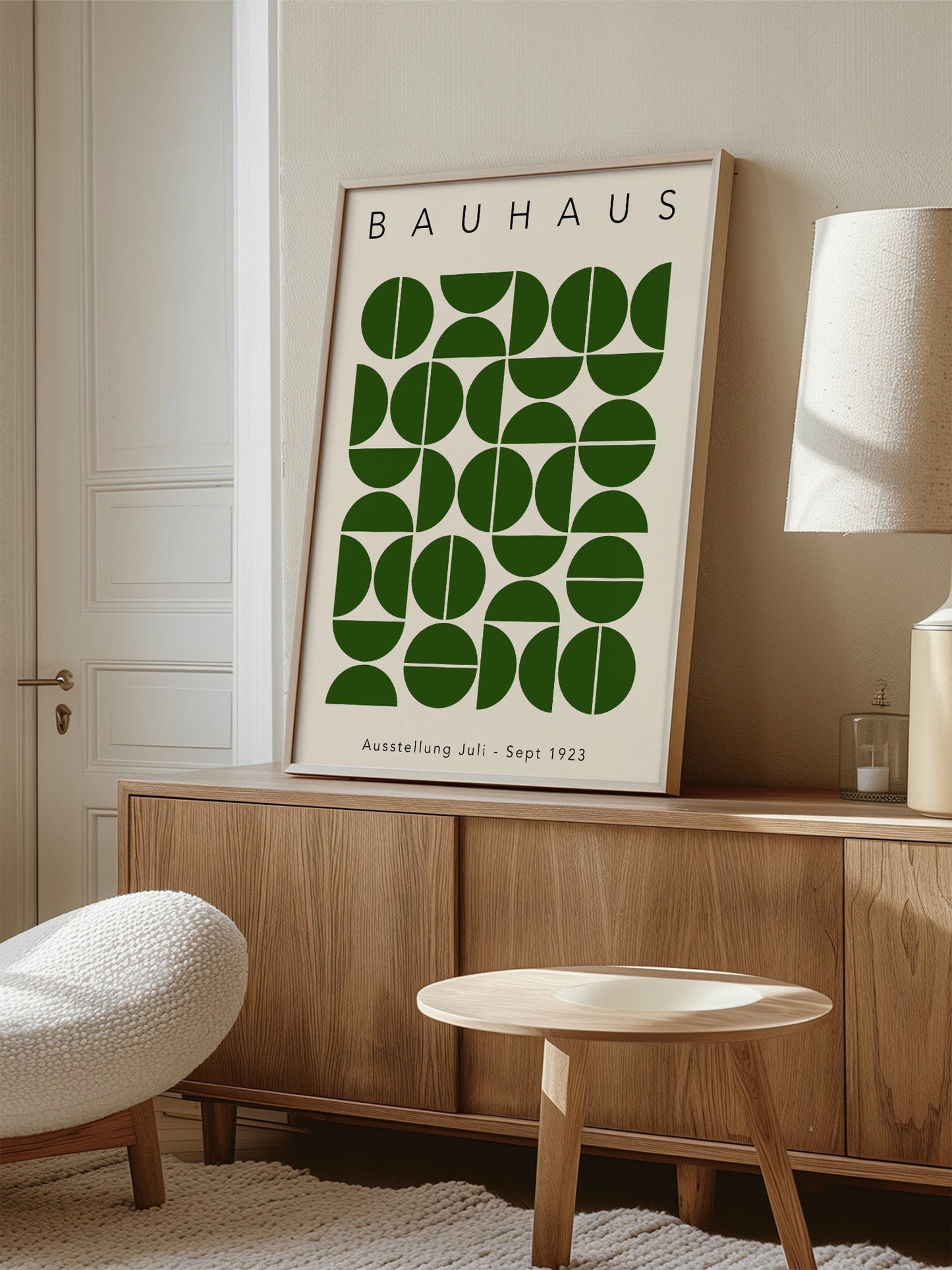Bauhaus Poster – Green Semi Circle Artwork | Minimalist Art Poster for Home
