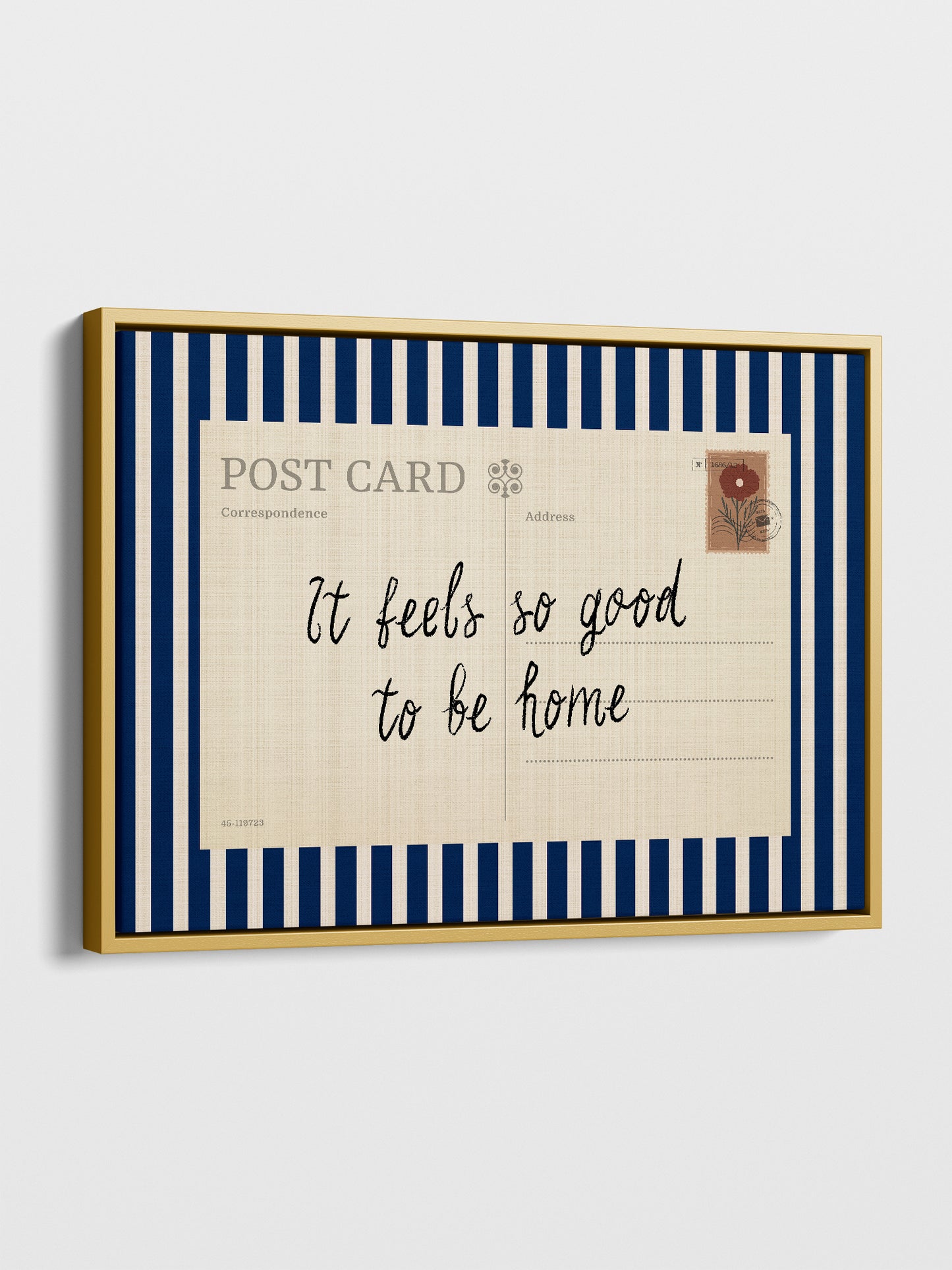 Striped Postcard Framed Canvas