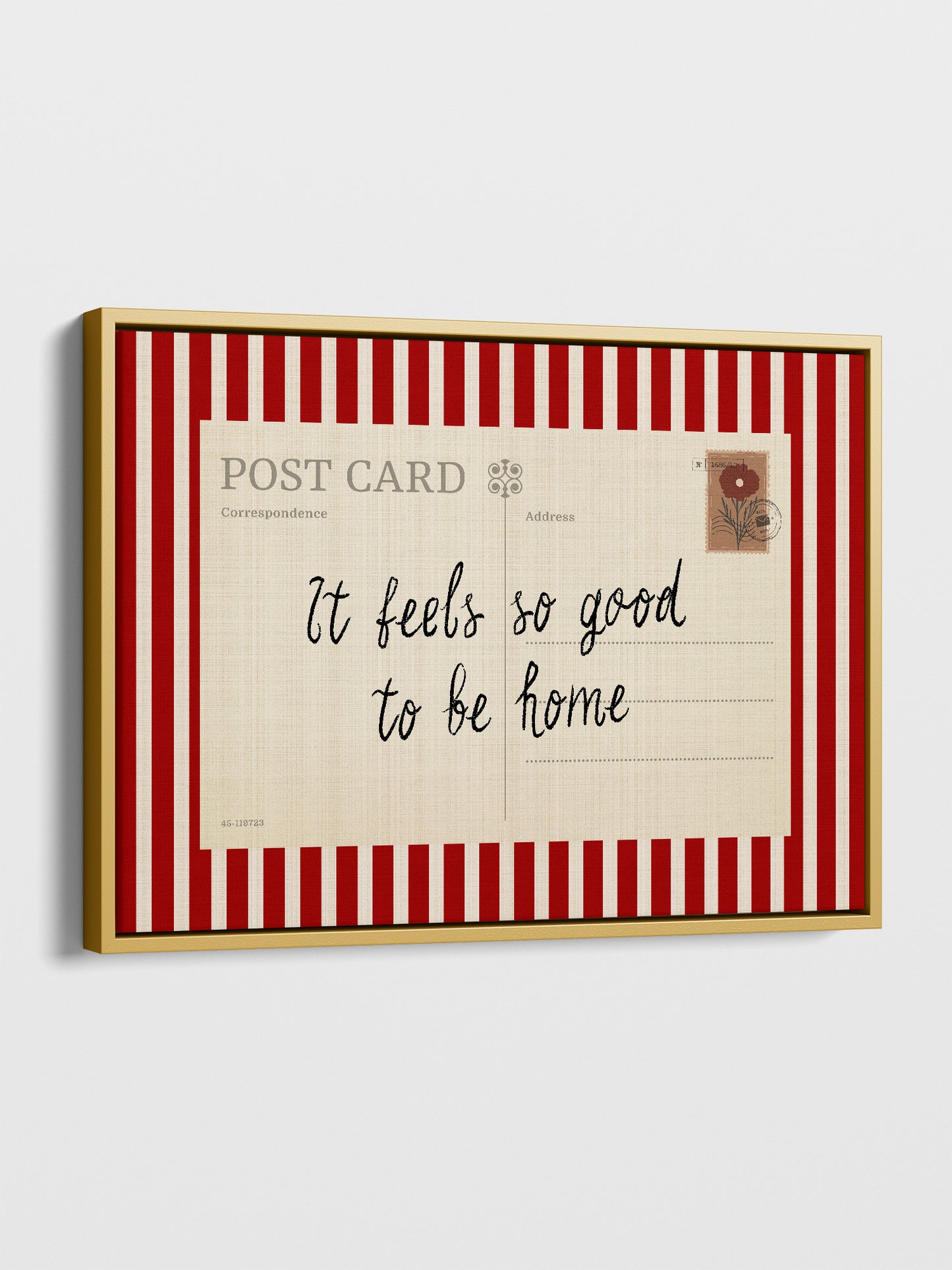 Striped Postcard Framed Canvas
